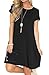 VIISHOW Women's Casual Plain Short Sleeve Simple Tshirt Loose Dress, Black, Large