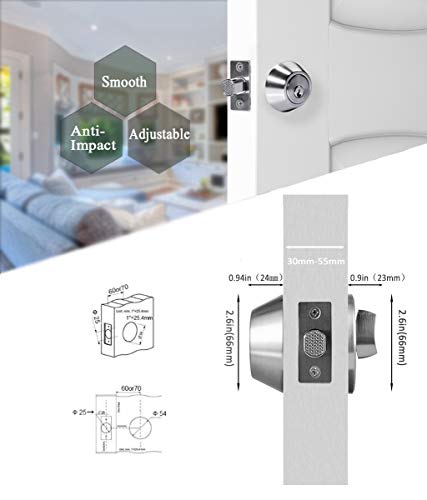 Single Cylinder Deadbolt Door Locks with Keyed for Entry Door (Privacy/Passage)，Satin Stainless Steel - Thumbnail 2
