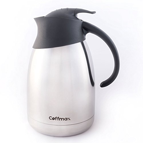 Thermal Coffee Carafe - Double Walled Vacuum Insulated Stainless Steel Thermos Jug - 1.5L/ 51 Oz Beverage Server with Free Cleaning Brush