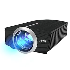 Artlii 小型 LED プロジェクター 1800ルーメン 1080P最大解像度 AV/HDMIケーブル付属 スピーカー内蔵 スマホ/パソコン/ゲーム機/DVDプレーヤー接続可 YG-500