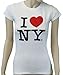 I Love NY New York Womens T-Shirt Spandex Tee Heart White