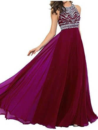 Missdressy Sexy Long Backless Sleeveless Prom Gown Chiffon Evening Gown-2-Burgundy