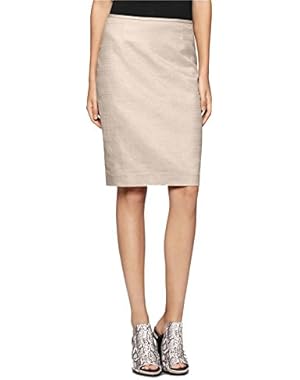 Calvin Klein Women's Linen Cotton Straight Pencil Skirt Khaki size 2