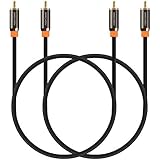 FosPower (10FT - 2 Pack) Digital Audio Coaxial Cable [24K Gold Plated Connectors] Premium S/PDIF RCA Male to RCA Male for Hom