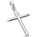 Solid Cross .925 Sterling Silver Pendant 1.5