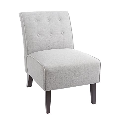 SilverwoodÂ Samantha Tufted Accent Chair with Sleigh Back in Light Grey