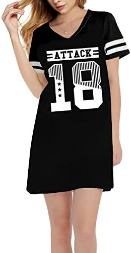 Nightshirts for Women Plus Szie Scoop Neck Sleep Tee Nightshirt Black-18 2X-Large