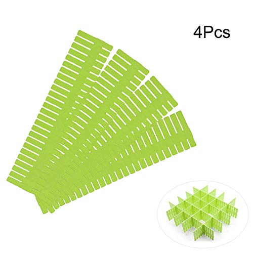 SANGAITIANFU 4 Pcs DIY Plastic Thickening Grid Drawer Divider Separators Household Storage Housing Spacer Sub-Grid Finishing Shelves Random Color for Home Kitchen Bathroom Office (Green)
