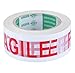 Juvale 1 Pack Fragile Tape for Shipping, Heavy Duty Adhesive Red and White Packaging Tape for Moving Boxes, 100 Meters Continuous Roll, Handle with Care Warning Tape for Packing