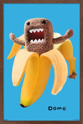 Domo - Banana Burst Fun Wall Poster, 34L" x 22.4W", Mahogany Framed Version