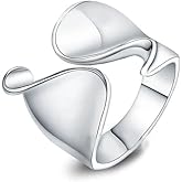 QueenBee Silver Plated Adjustable Geometric Statement | Minimalist Asymmetric Open Cocktail Jewelry | Trendy Bold Design for Stacking | Hypoallergenic Smooth Punk-Inspired Accessory