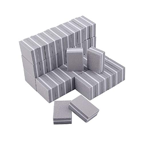 YIMART 20 Pcs Double-sided Mini Nail Buffer Block Colorful Sponge Nail Polish Sanding Buffer Strips Nail File Blocks Manicure Tools (Gray)