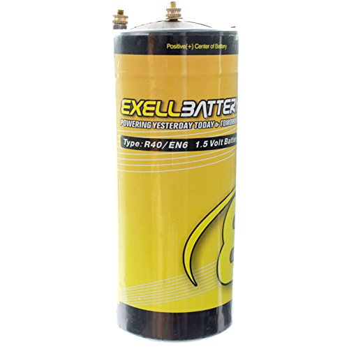 Exell Battery EB-R40 Zinc Carbon, Type R40 1.5V Battery, Replaces EN6, White/Silver