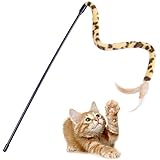 Cat Stick, PETBABA Interactive Funny Flying Feather Cat Toy Teaser Wand Fun Exerciser for Cat Leopard
