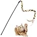 Cat Wand, PETBABA Interactive Feather Toy Teaser on Plastic Stick with Safe Colth Charmer for Fun Catcher Exercise to Drive Your Kitten Crazy in Leopard