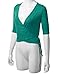 Doublju Deep V-Neck Fitted Surplice Wrap Crop Top (Plus size available) PEACOCKGREEN MEDIUM