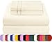 Mezzati Brushed Microfiber Bed Sheet Set - Ultra Soft and Lightweight for Ultimate Sleep Comfort, Wrinkle Free and Color Fade Resistant, 4 Piece Set (Ivory,Queen Size)