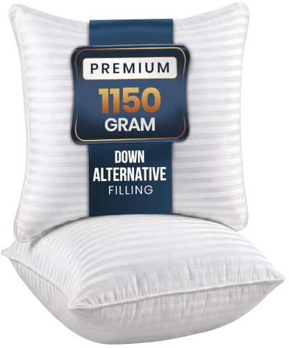 Utopia Bedding Premium Pillows, Hotel Quality Pillows, Luxury Bed Pillow for Back, Stomach or Side Sleepers (2, White, European)