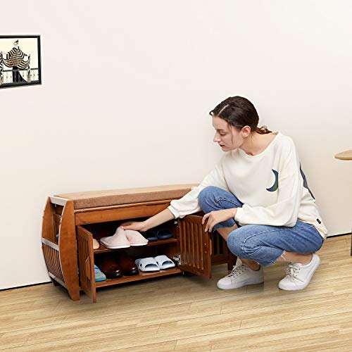 Bamboo-Shoe-rack-Shoe-Bench-Shoe-Cabinet-Storage-Benches-Entryway-Storage-Organizer-Hallway-Bathroom-Living-Room-Corridor-and-GardenDetachable-Cushion-with-Hidden-storage-compartment