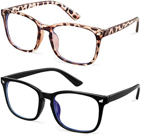 GEKKALE Blue Light Blocking Computer Glasses Square Nerd Eyeglasses Frame Anti Eye Strain Headache Computer Reading Glasses (Black+Bean Flower)