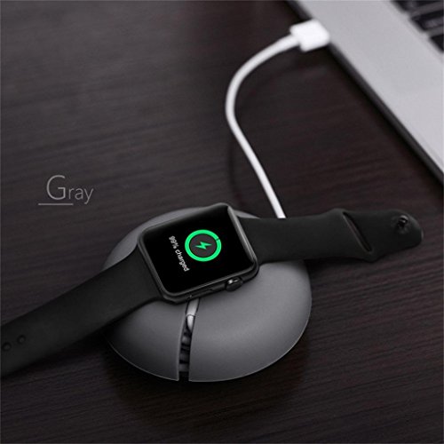 AutumnFall Apple Watch Charger Holder, 1PC Replacement Soft Silicone Rubber Charger Stand Holder Cable Winder Charging Dock For Apple Watch iwatch 38mm & 42mm (Gray)