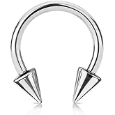 Pierced Owl 18-2GA 316L Stainless Steel Spike Ends Horseshoe Circular Barbell