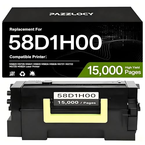 58D1H00 Toner Cartridges Compatible for Lexmark 58D1H00 58D1U00 58D1000 for MS823 MS725 MS821 MS822 MS824 MS826 MX721 MX722 MX725 MX824 Printer（15000 Pages）