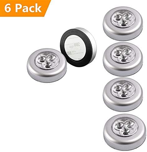 Skytam 6pcs/Set LED Battery-Powered Wireless Night Light Stick Tap Touch Lamp Stick-on Push Light (6 Pack-White Light)