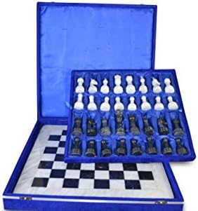 Hand Carved White &amp; Black Marble Chess Set Perfect Gift … (White Black)