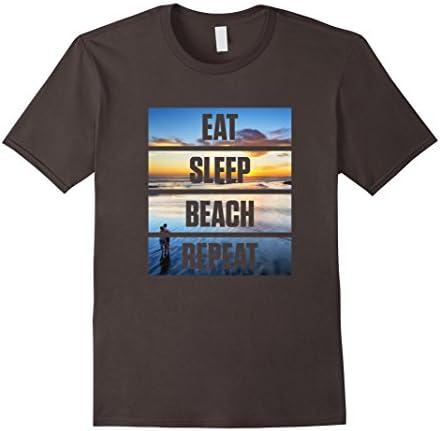 Mens Cute EAT SLEEP BEACH REPEAT Vacation T-Shirt XL Asphalt