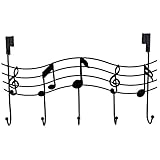 Rbenxia Over the Door Music Hanger Rack - Decorative Metal Hanger for Home Office Use Black