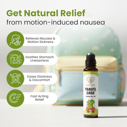 Travel Ease Junior Kids Roll-On | Anti-Nausea Aromatherapy for Motion Sickness and Vomiting | for Car, Sea, Air Travel |All-Natural Non Drowsy