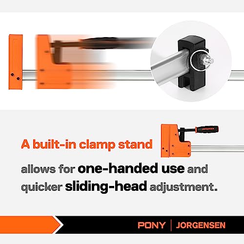 JORGENSEN Set of 2 Steel and Nylon Single Hand Clamps for Precise Fixing, Clamp Width 600 mm, Maximum Clamping Force 680 kg, Stretch Range up to 770 mm