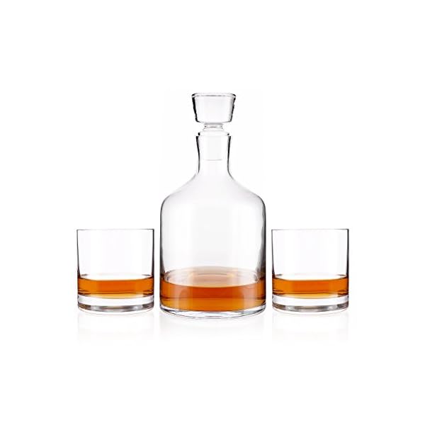Leonardo Ambrogio Whisky-Set, 2 Whisky-Gläser und Karaffe im edlen Look, exklusives Bar-Set im klassischen Design, 3-teilig, 060003
