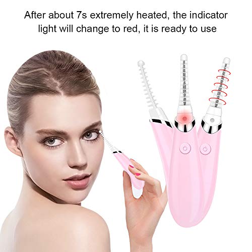 Heated Eyelash Curler, Acavado Electric Eyelash Curler Electronic Eye Lashes Curling Comb Quick Heating Long Lasting USB Rechargeable Natural (Light Pink)