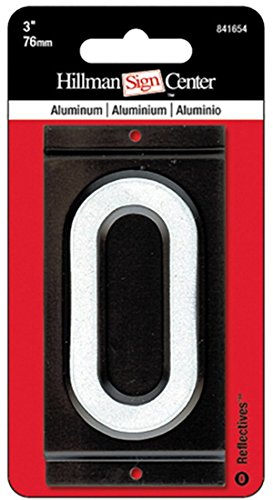 The Hillman Group 841654 3-Inch Aluminum Reflective Mailbox Number 0 (2 Pack)