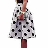 Women's Skirt,Neartime White Polka Dot Umbrella Skirt Retro Puff Skirts (XL)