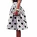 NEARTIME Women's Skirt, White Polka Dot Umbrella Skirt Retro Puff Skirts (XL)