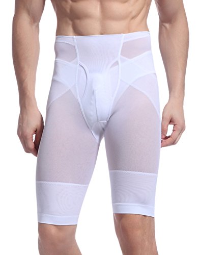 Men Body Sculpting Pants Double-Layer Belt Anti-Curling High Waist Slim Shorts