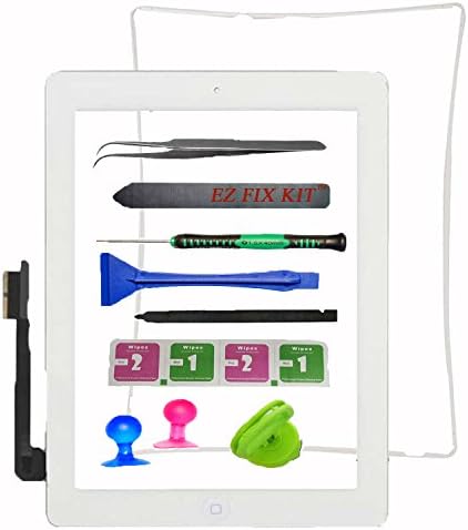 Device Doctor Screen replacement for iPad 3, Front Touch Digitizer Assembly Replacement include Home Button +Camera Holder + Preinstalled Adhesive + Frame Bezel with Premium Tool Kit (White)