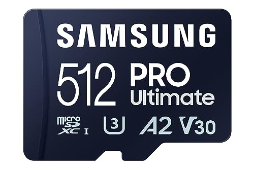 Samsung PRO Ultimate microSD-Karte + SD-Adapter, 512 GB, Für Smartphones, Drohne und Action-Cam , UHS-I U3, 200 MB/s Lesen, 130 MB/s Schreiben, MB-MY