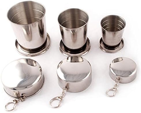 HOBULL Stainless Steel Portable Folding Telescopic Metal Cup Outdoor Travel Telescopic Collapsible Mug 250ml /150ml /75ml