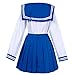 Japanese School Girls Sailor JK Uniform Bule Pleated Skirt Anime Cosplay Costumes with Socks Set(SSF31) L