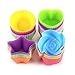 LetGoShop Silicone Cupcake Liners Reusable Baking Cups Nonstick Easy Clean Pastry Muffin Molds 4 Shapes Round, Stars, Heart, Flowers, 24 Pieces Colorful primary