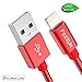 [Apple MFi Certified] Metal USB Lightning Cable, Foxsun iphone Charging Cable 5Ft/1.5M Metal Braided Lightning Cable Cords for iphone X/8/7/7Plus/6/6Plus/6S/6S Plus/5/5S/5C/SE, iPad Pro/Air/Mini (Red)