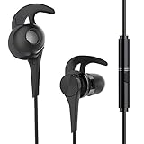 OUCOMI Wired Headphones In-ear Headphone Sports Earphone Wired Control Cable Clip Stereo Sound Noise Cancelling Earbuds Black
