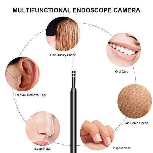 Aisheny 3-in-1 Digital Led Otoscope, Protable Ear Camera Scope Earwax Removal Kit Ear Wax Cleaning Tool Waterproof Rated IP67, USB Micro USB Type-C