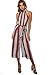 OUMAL Women Summer Jumpsuits Halter Neck Striped Wide Leg Backless Jumpsuits Rompers (M, Red)