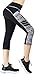 Sugar Pocket Women's Capris Tights Workout Running Leggings Yoga Pants M(BK/Grey)