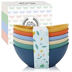 Homienly 60oz Wheat Straw Bowls Set of 6 Salad